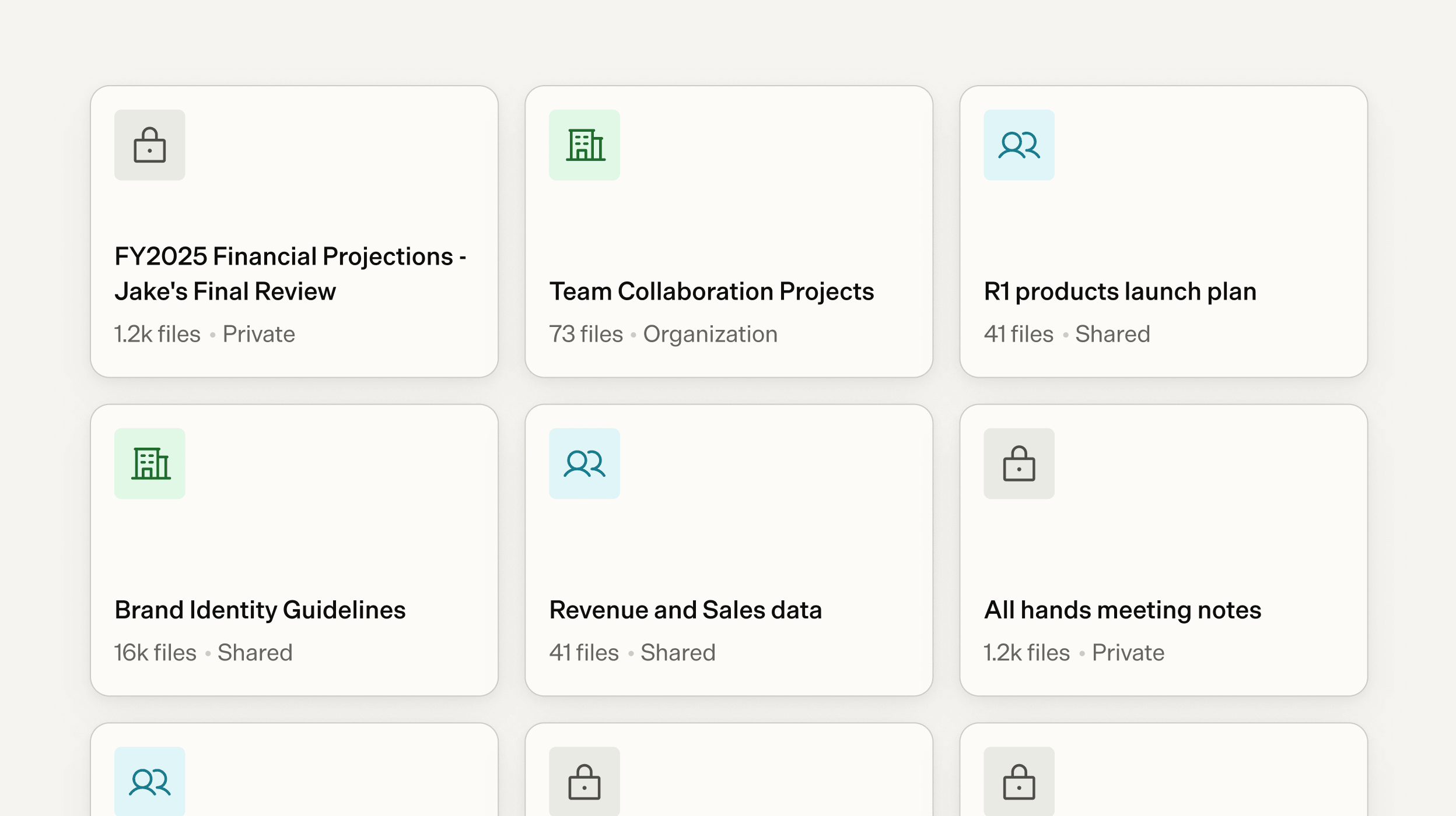 The redesigned Knowledge Hub showing private, organization, and shared knowledge bases as cards