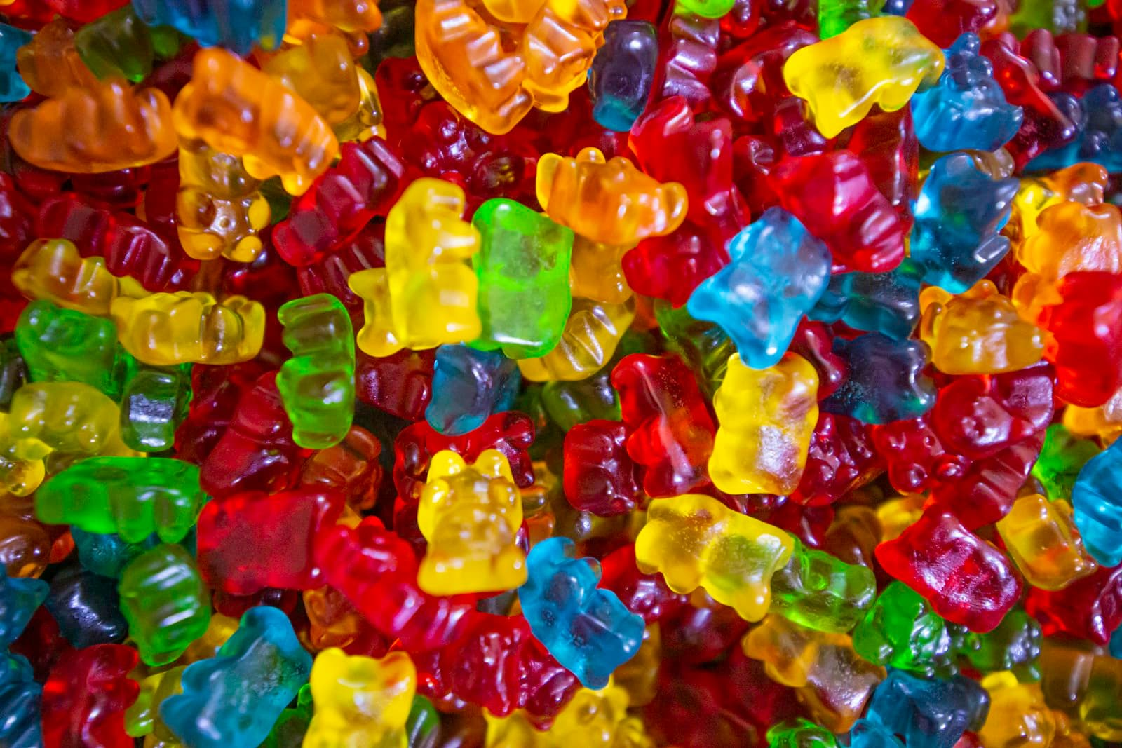 A close-up of colorful gummy bears